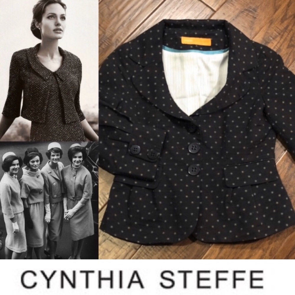 Cynthia Steffe Navy 3/4 Sleeve Short Blazer Jacket